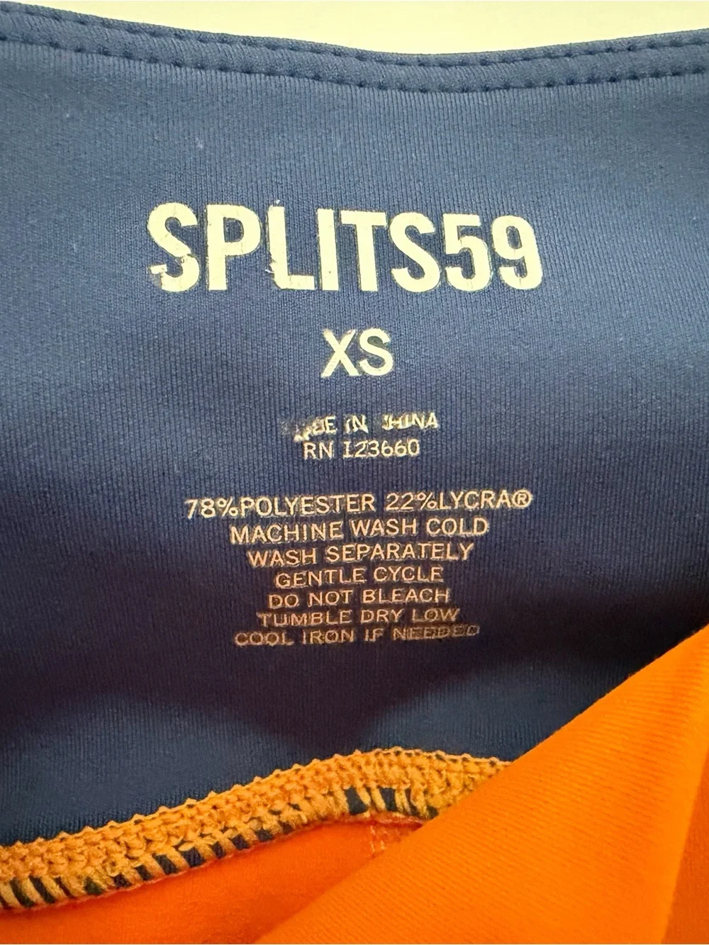 SPLITS59 Women's Orange Colorblock Active Leggings XS - Picture 6 of 6